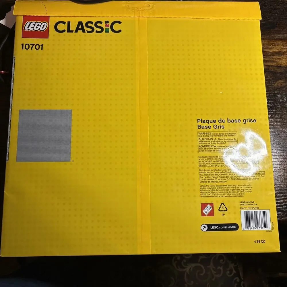 Lego Classic: 10701 - Gray Baseplate - 15”X 15” Stud - New Sealed Building Board